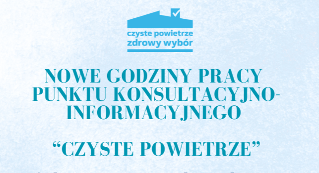 Read more about the article Nowe godziny pracy Punktu Czyste Powietrze